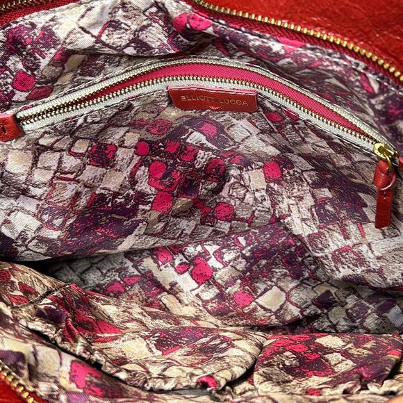 ELLIOT LUCCA Dome Satchel Bag | Faro Red Glazed Crackled Leather Crossbody - Picture 8 of 15